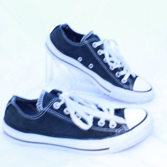 Converse Chuck Taylor All Star W 8 Black Double Tongue Low Top Sneakers 552589F - Picture 2 of 12